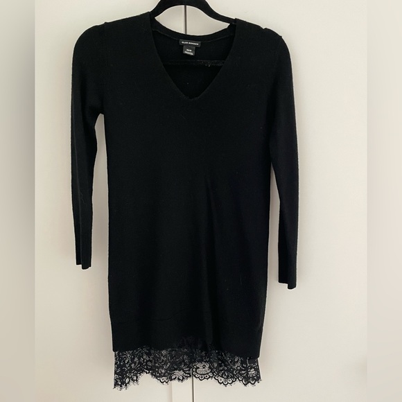 Club Monaco black sweater dress with lace trim size XS - Picture 2 of 3